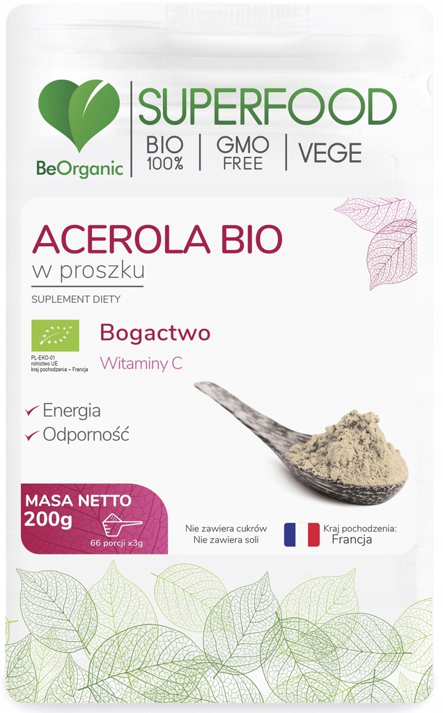 BeOrganic ACEROLA BIO w proszku 200g Superfood