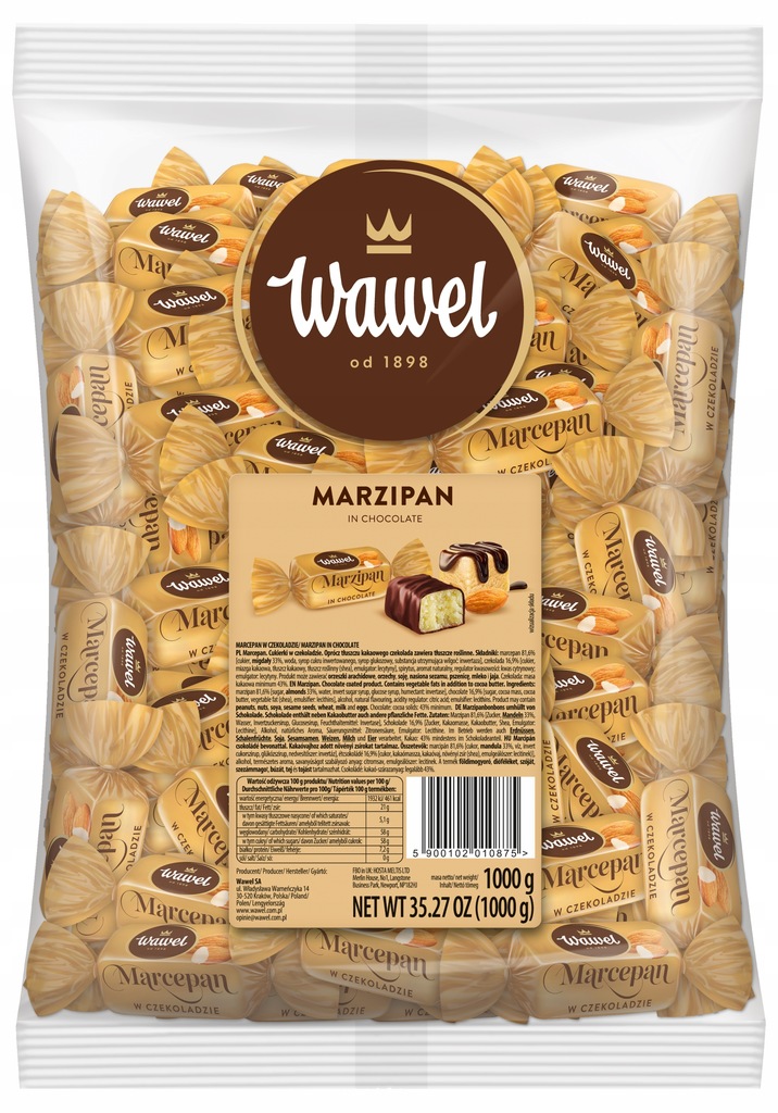 Świąteczne Cukierki w czekoladzie Marcepan Wawel 1kg