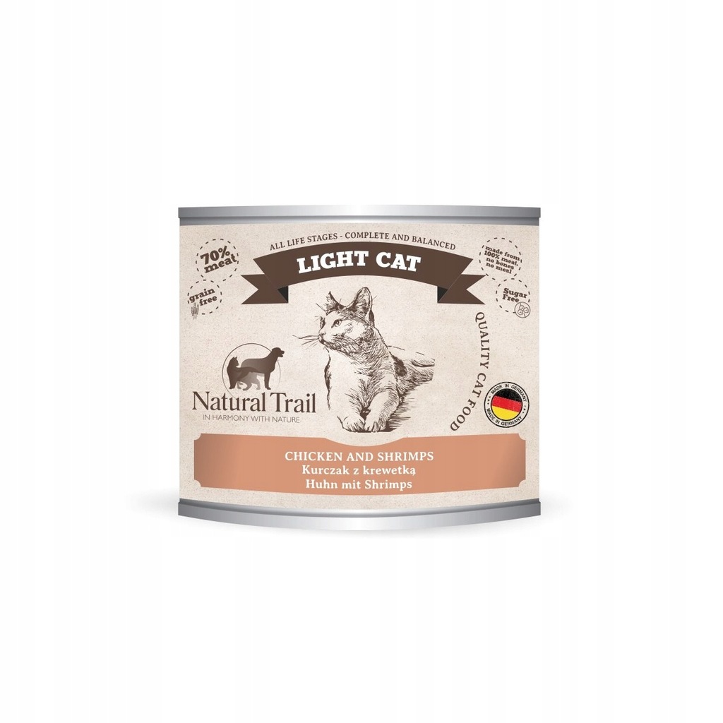 Natural Trail Light Cat 200g kurczak krewetki ster