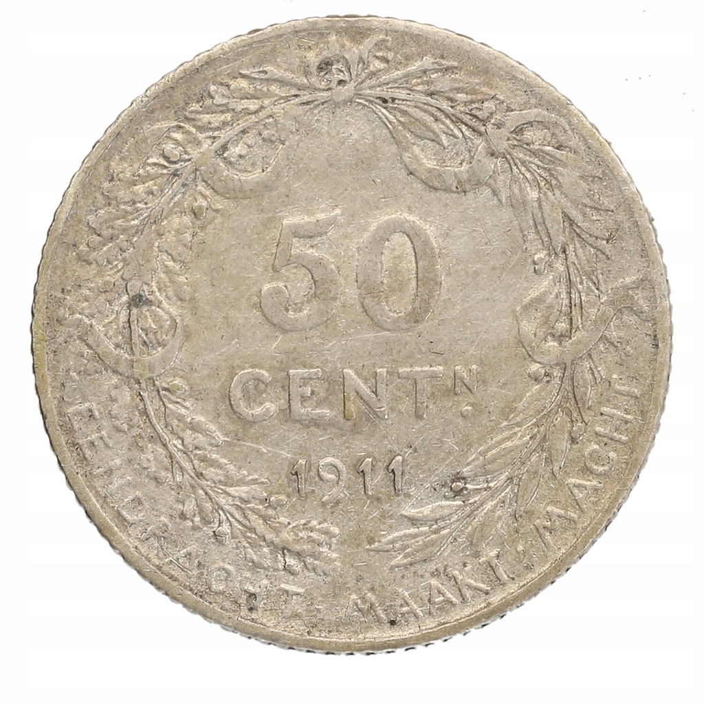 Belgia - 50 centów Albert I hol. - 1911 r, Ag