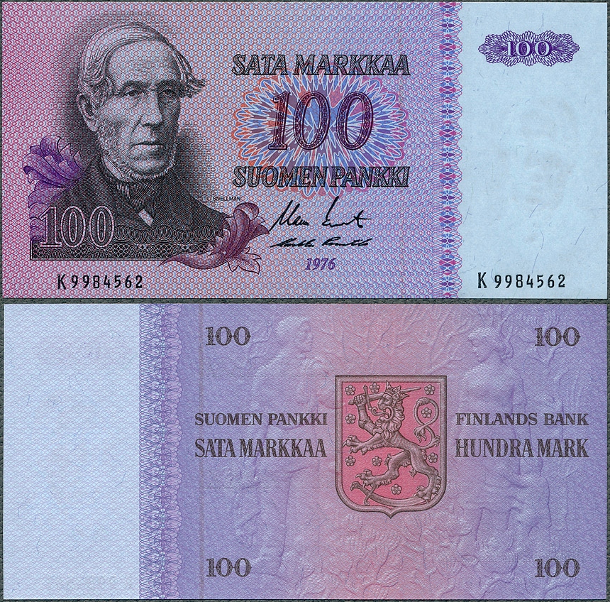 Finlandia - 100 marek 1976 * P109 * UNC * rzadkie
