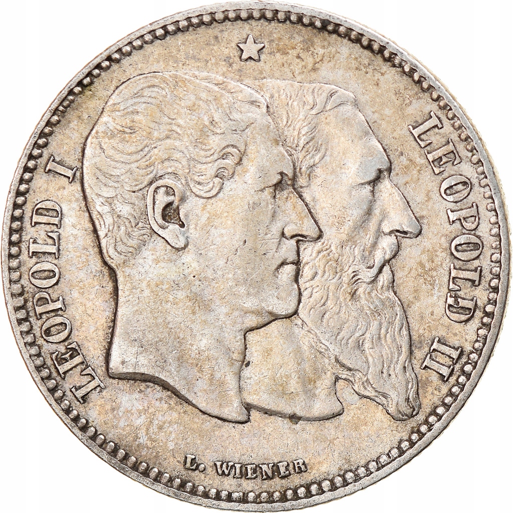 Moneta, Belgia, Leopold II, 2 Francs, 2 Frank, 188