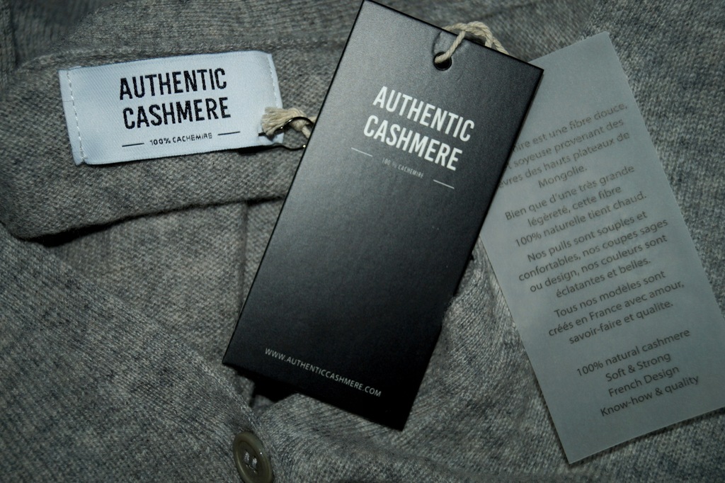 AUTHENTIC CASHMERE 100% kaszmir szary puch NOWY 40