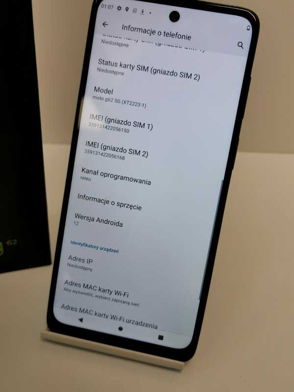 Smartfon Motorola Moto G62 5G z Pudełkiem