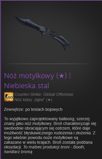 CS:GO Nóż Motylkowy | Blue Steel (FT)