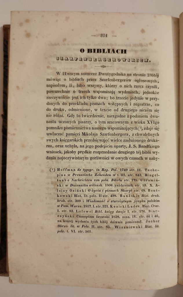 MUCZKOWSKI LEOPOLITA BIBLIA SCHARFENBERGERA 1845