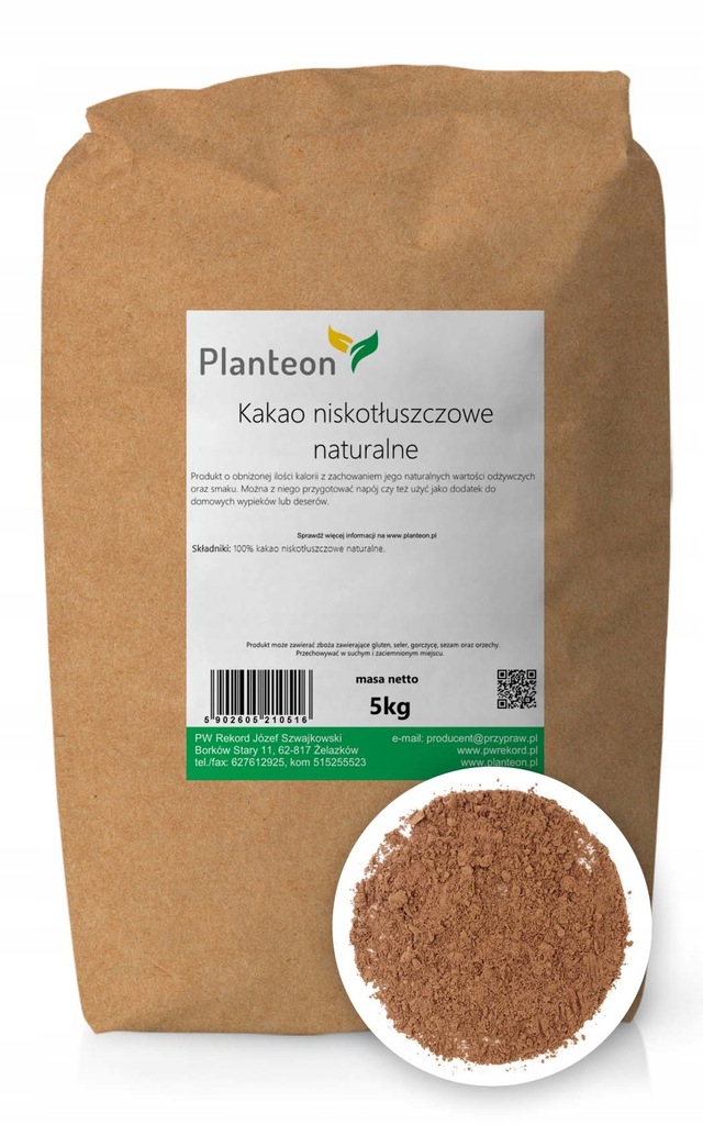 Kakao niskotłuszczowe naturalne mielone 5kg