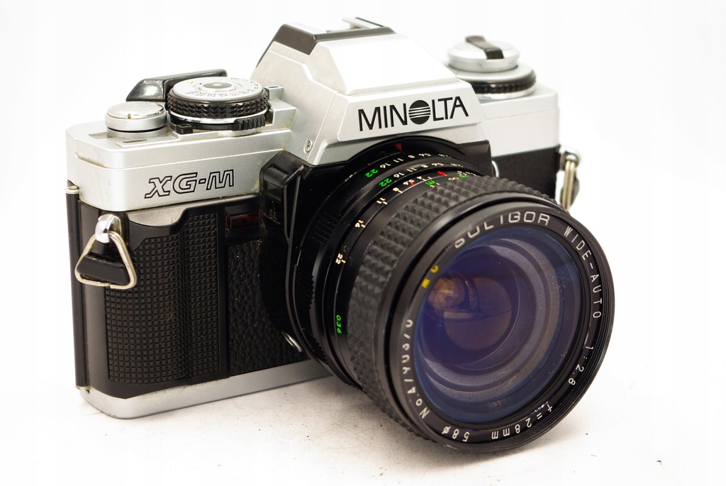 MINOLTA XG-M + SOLIGOR Wide-Auto 28mm 1:2.8 Świetny Stan