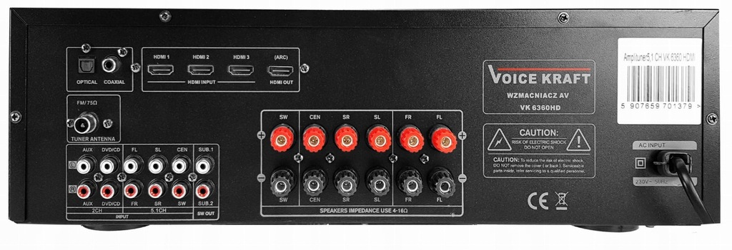 Купить АМПЛИТЮНЕР 5.2 СТЕРЕОУСИЛИТЕЛЬ 4xHDMI ОПТИЧЕСКИЙ BT: отзывы, фото, характеристики в интерне-магазине Aredi.ru