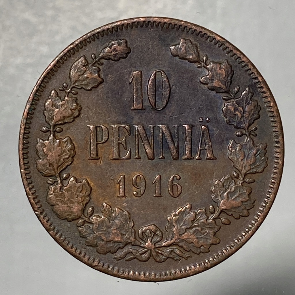 Finlandia Mikołaj II 10 pennia 1916 ładne
