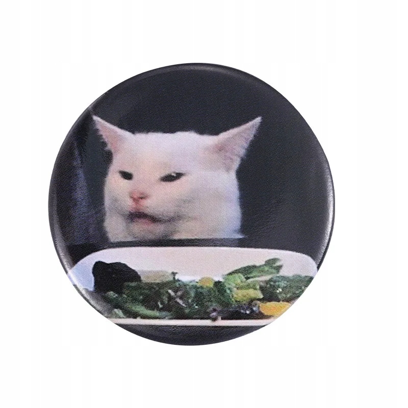 Europe And America Funny Cute Round Geometry Acrylic Badge Pin Cartoon Cat