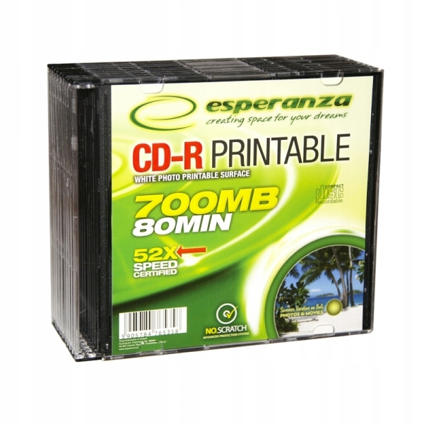 2180 CD-R ESPERANZA PRINTABLE - SLIM CASE 10 SZT.