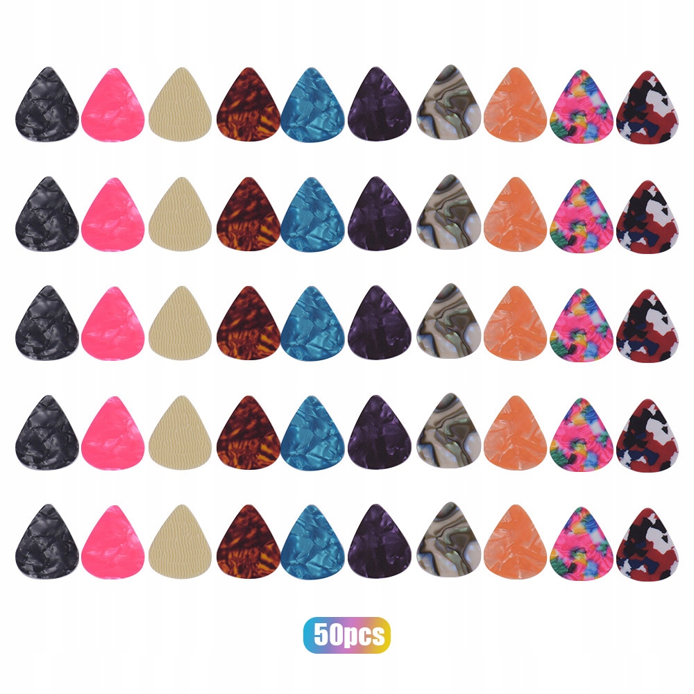 50pcs/pack Colorful Celluloid Guitar Picks for