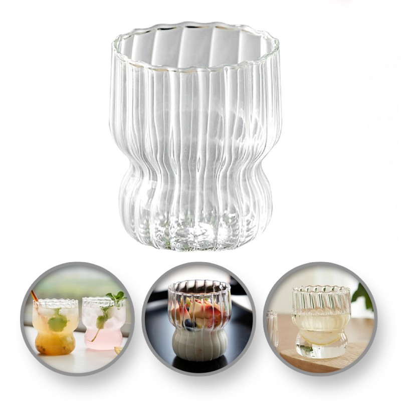 Szklanka Ryflowana, Puchar Z Falowanymi Ściankami 260 ml 1szt