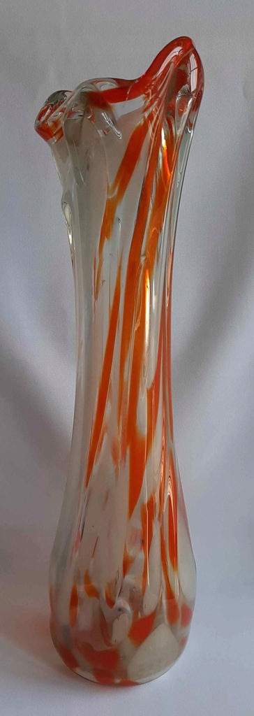 POMARAŃCZOWY WAZON SĘKACZ SZKŁO PRL