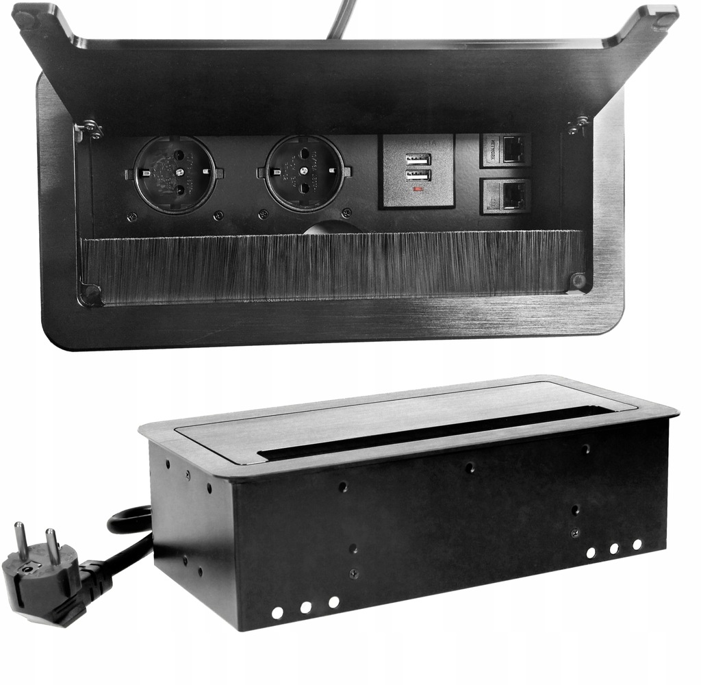 Gniazdo Wpuszczane W Blat 2x2P+Z USB 2xNET 1,5 m