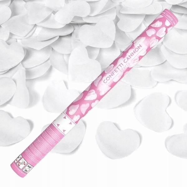 Tuba Konfetti Strzelająca Białe Serca 60cm