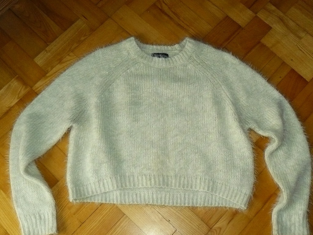 TOPSHOP XS/S/M KRÓTKI SWETER OVERSIZE WŁOCHATY