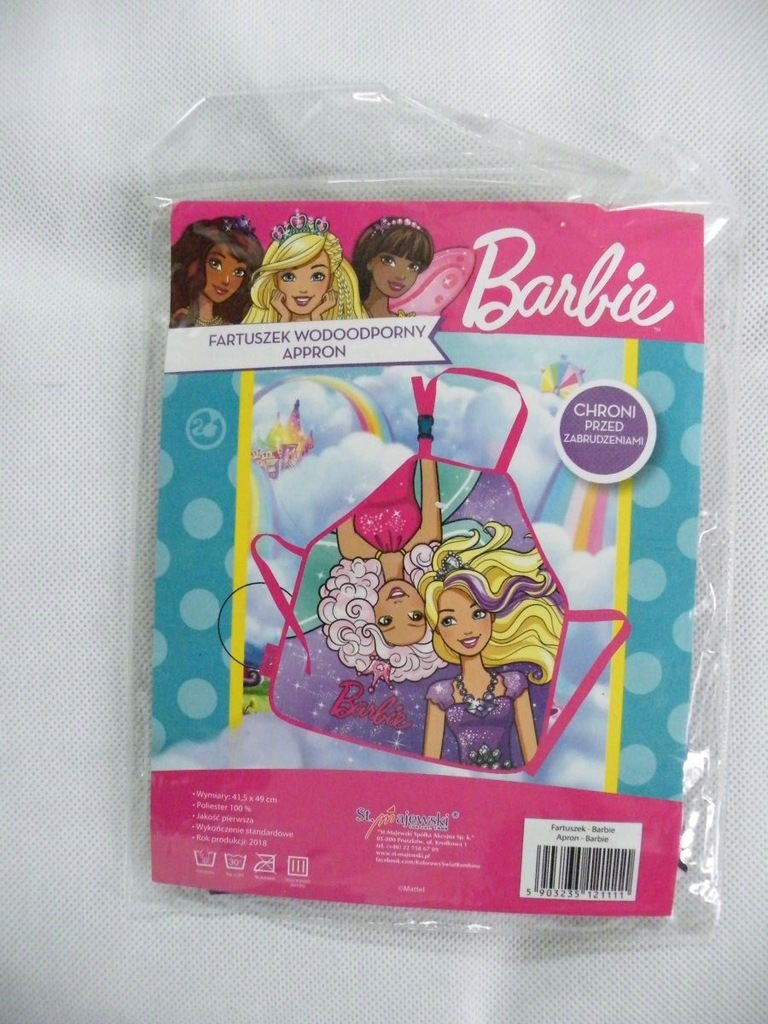 Fartuszek dla dziecka BARBIE wodoodporny 41,5x49cm