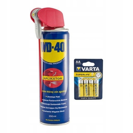 WD-40 Preparat 250 ml. z aplikatorem + VARTA AA