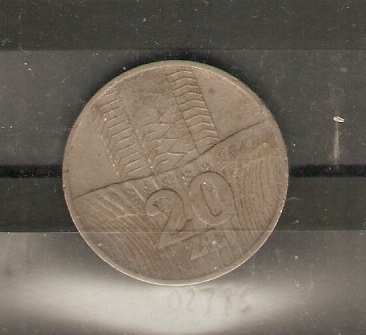 Moneta 20 zl. z 19744rWiażowce i klosy.