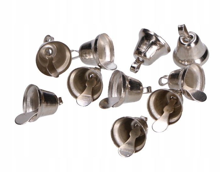 Dzwoneczki metalowe srebrne 10 sztuk dzwonki 15 mm