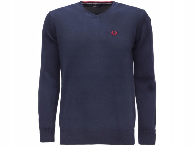 Sweter V-Nec Fred Perry - Granatowy