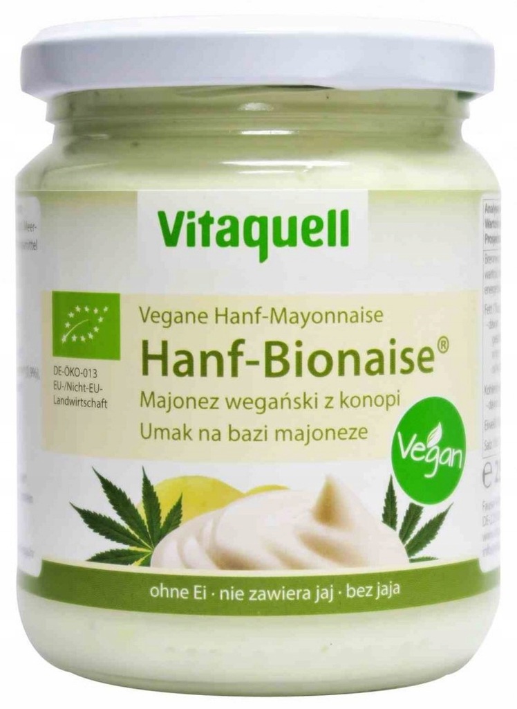 MAJONEZ WEGAŃSKI KONOPNY BIO 250 ML VITAQUELL