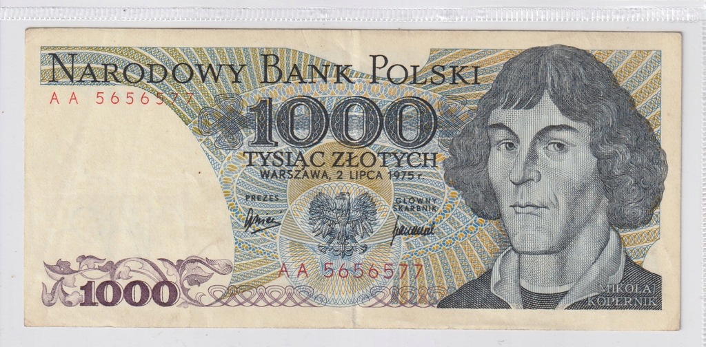 1000 złotych, 1975, ser. AA, stan (+3).
