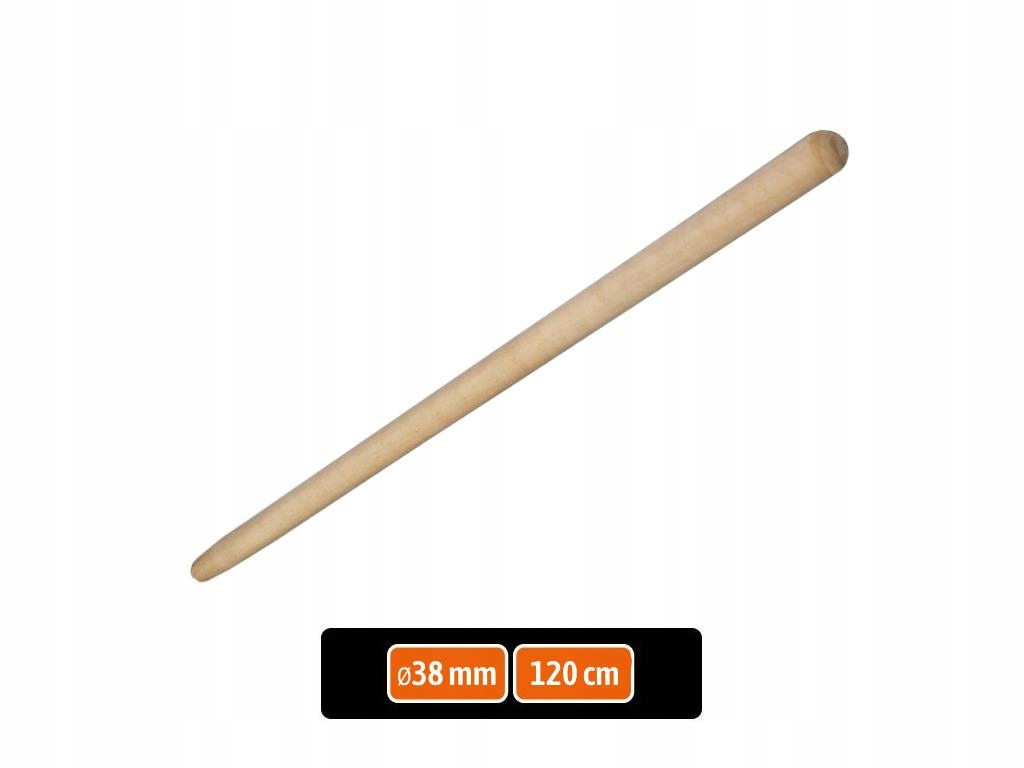Trzonek drewniany do wideł , 38x1200mm, Teger T-O-TRZON005, T-O-TRZON005