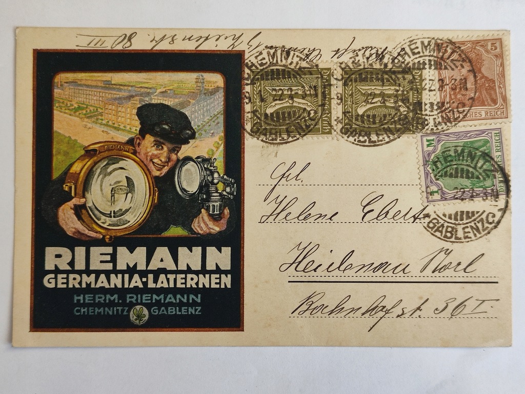 Pocztówka 1922 reklama Riemann Niemcy
