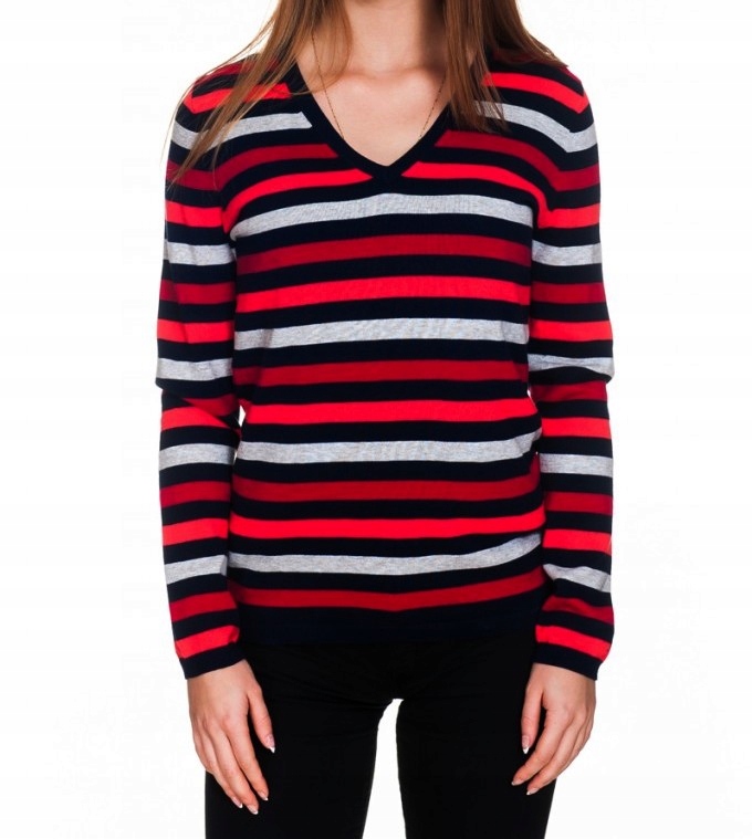 TOMMY HILFIGER Sweter Damski Paski S PREZENT