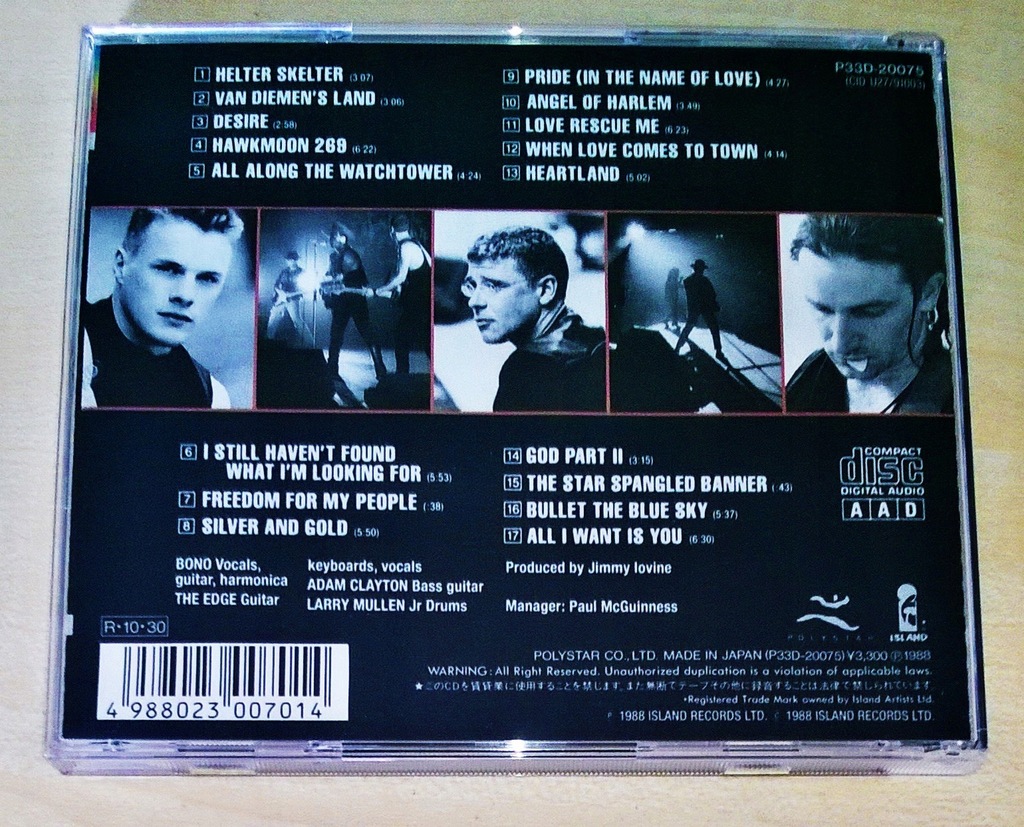 U2 Rattle and Hum CD japan P33D20075 7521610487 oficjalne