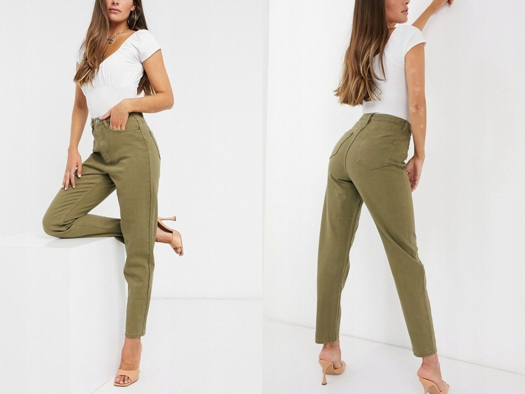 Missguided Jeansy w kolorze khaki XS/34