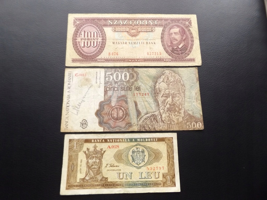 1969-1992 Węgry-Rumunia-Mołdawia 3 banknoty stan 3