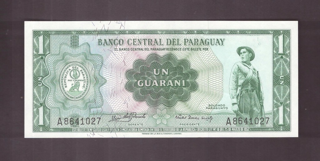 Paragwaj - Paraguay - banknot - 1 Guarani 1952 rok