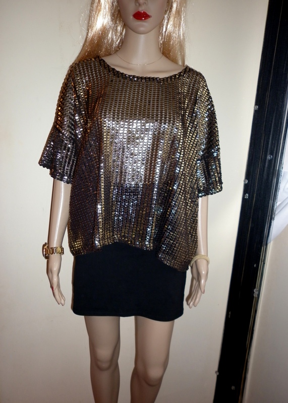 36 S H&M BLUZKA OVERSIZE METALICZNA