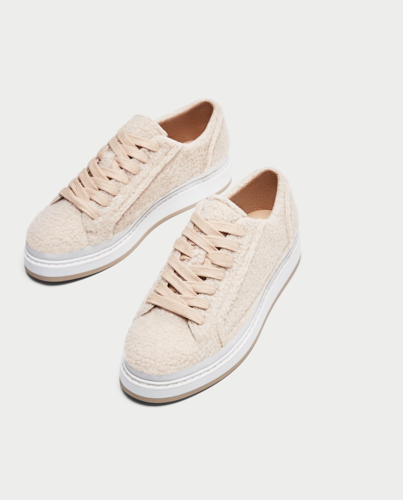 ZARA - futerkowe pastelowe buty - 39