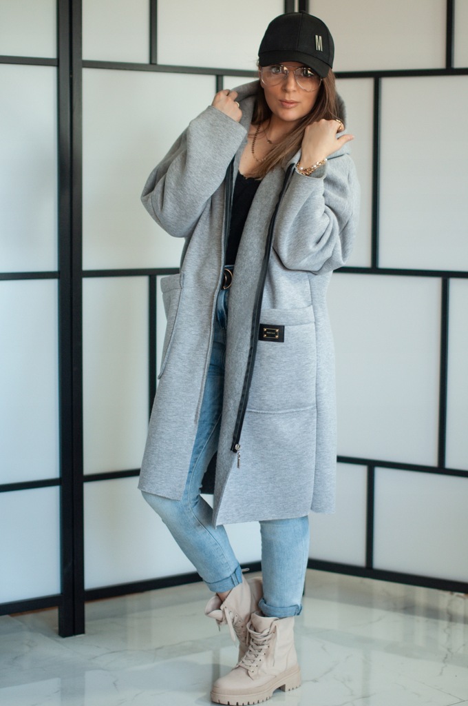 Купить ПАЛЬТО, плотная толстовка С КАПЮШОНОМ, на молнии, СЕРЫЙ: отзывы ...