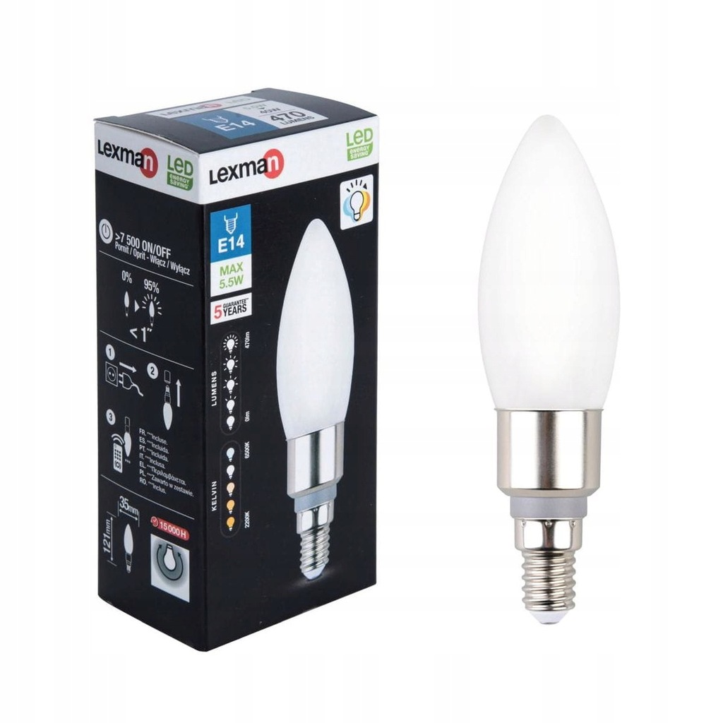 Żarówka LED E14 z pilotem CCT/DIM 5.5 W = 40 W 470