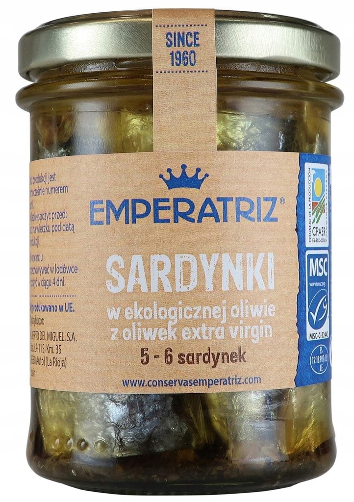 Sardynki europejskie w bio oliwie z oliwek extra v