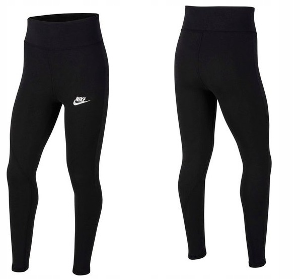 NIKE REWELACYJNE CZARNE LEGGINSY 137/146