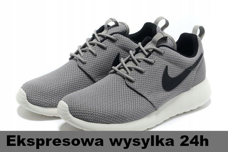Nike Roshe Run SZARE czarne logo 36
