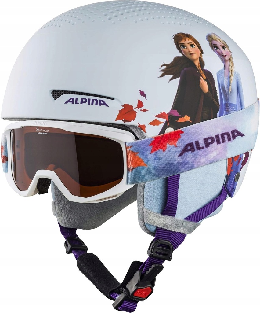 KASK NARCIARSKI DZIECIĘCY ALPINA ZUPO DISNEY FROZEN 48-52CM + GOGLE