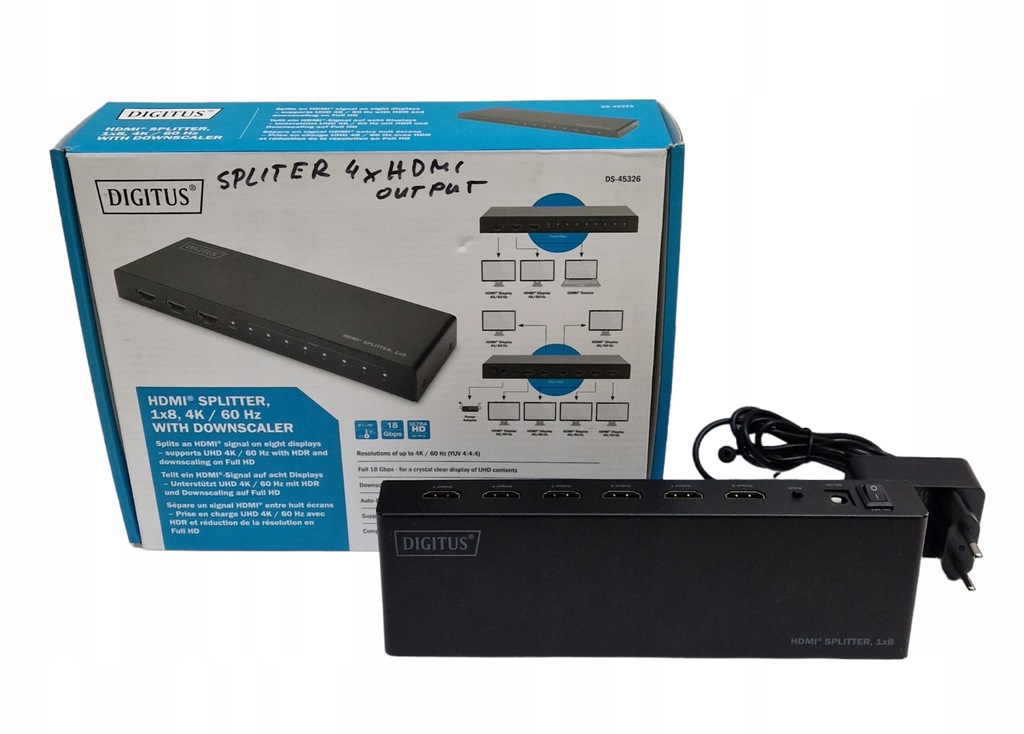 SPLITER ROZGAŁĘZIACZ HDMI 4K/60Hz DIGITUS