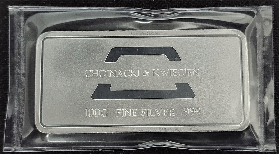 Sztabka srebra 999, 100g Chojnacki Kwiecień 10szt.