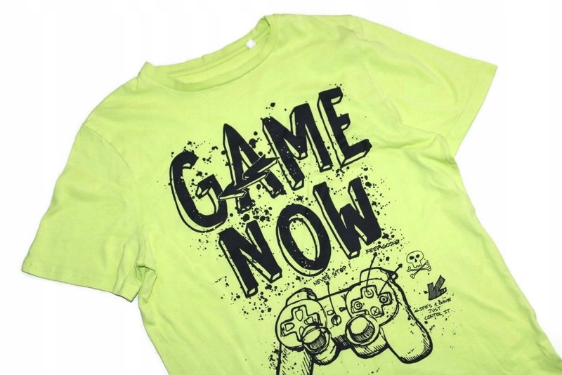 ae365*C&A*GAME OVER seledynowy t-shirt 158-164