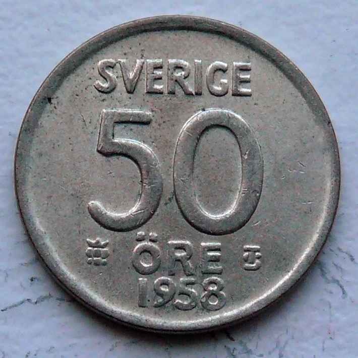 SZWECJA - GUSTAW VI - 50 ORE 1958 r.- srebro Ag (1)