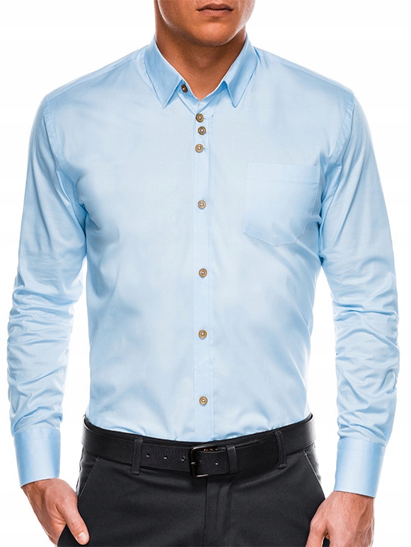 Koszula męska elegancka K302 błękitna XXL defekt