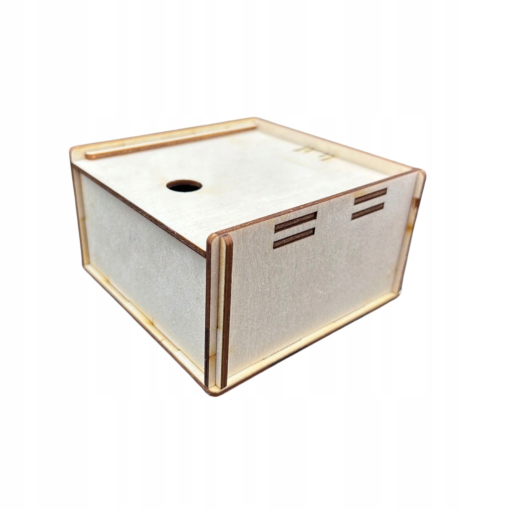 Drewniane pudełko szkatułka przybornik ze sklejki zamykane decoupage